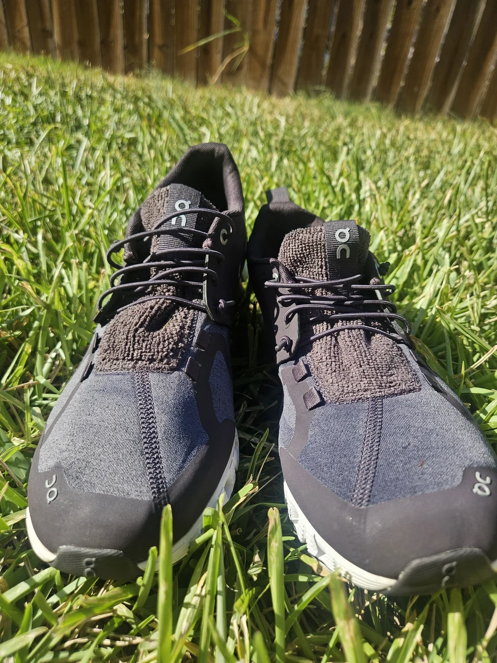 On Running Men's Black and White Knit Trail Sneakers